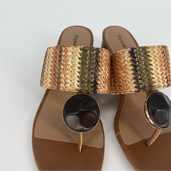 Style & Co Brandyy Embellished Raffia Chunky heels mocha - 8.5 - Picture 5 of 14